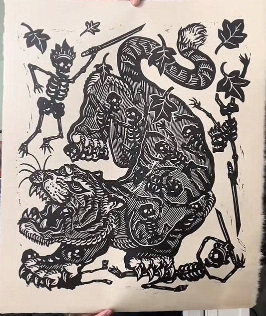 Tiger King Linocut Print