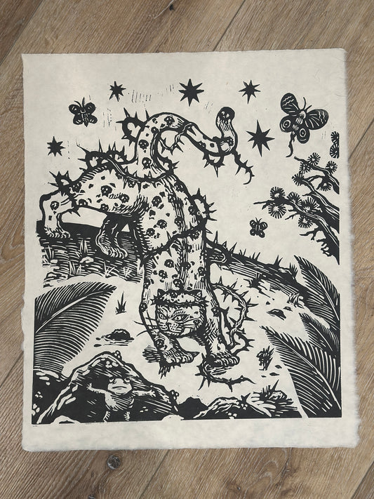 On the Hunt Linocut Print