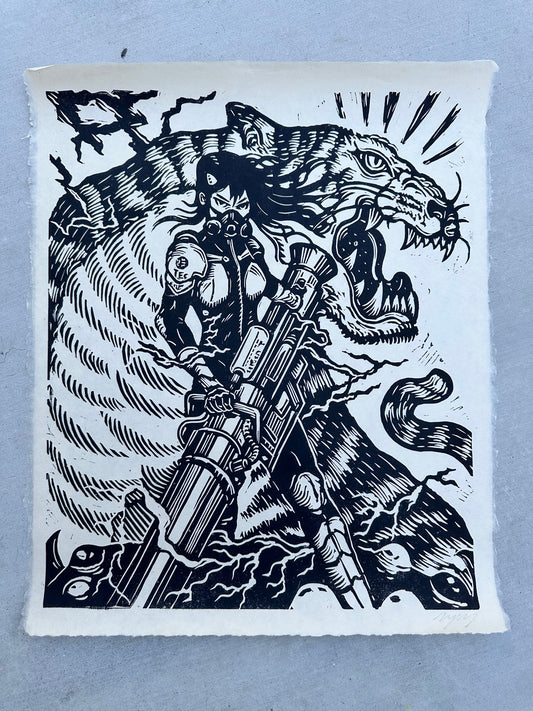 Kaiju No.8 Mina Woodcut Print