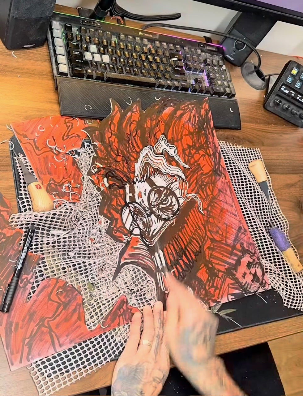 Okarun Linocut Print