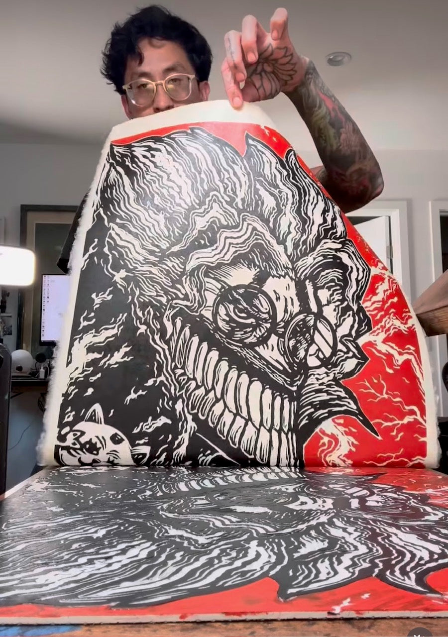 Okarun Linocut Print