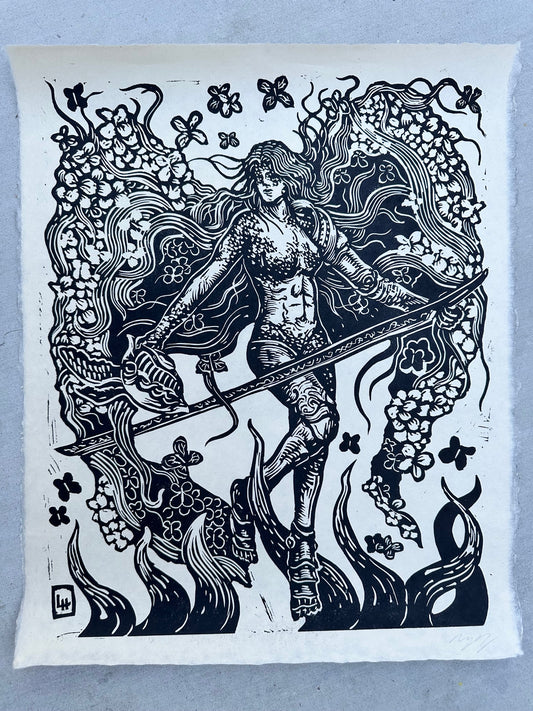 Malenia, Blade of Miquella Woodcut Print